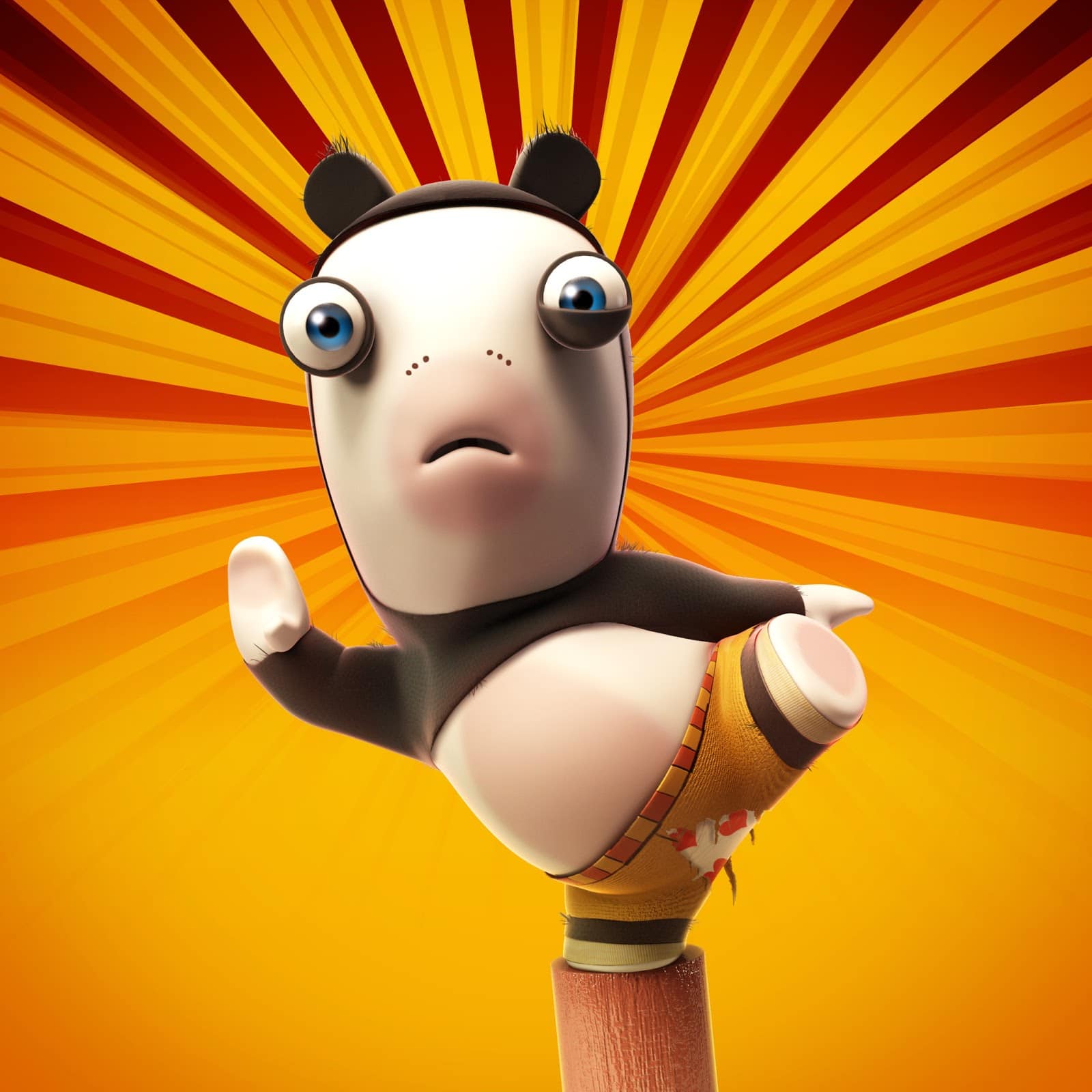 Lapin Crétin designé d'après Kungu Fu Panda pour Ubisoft